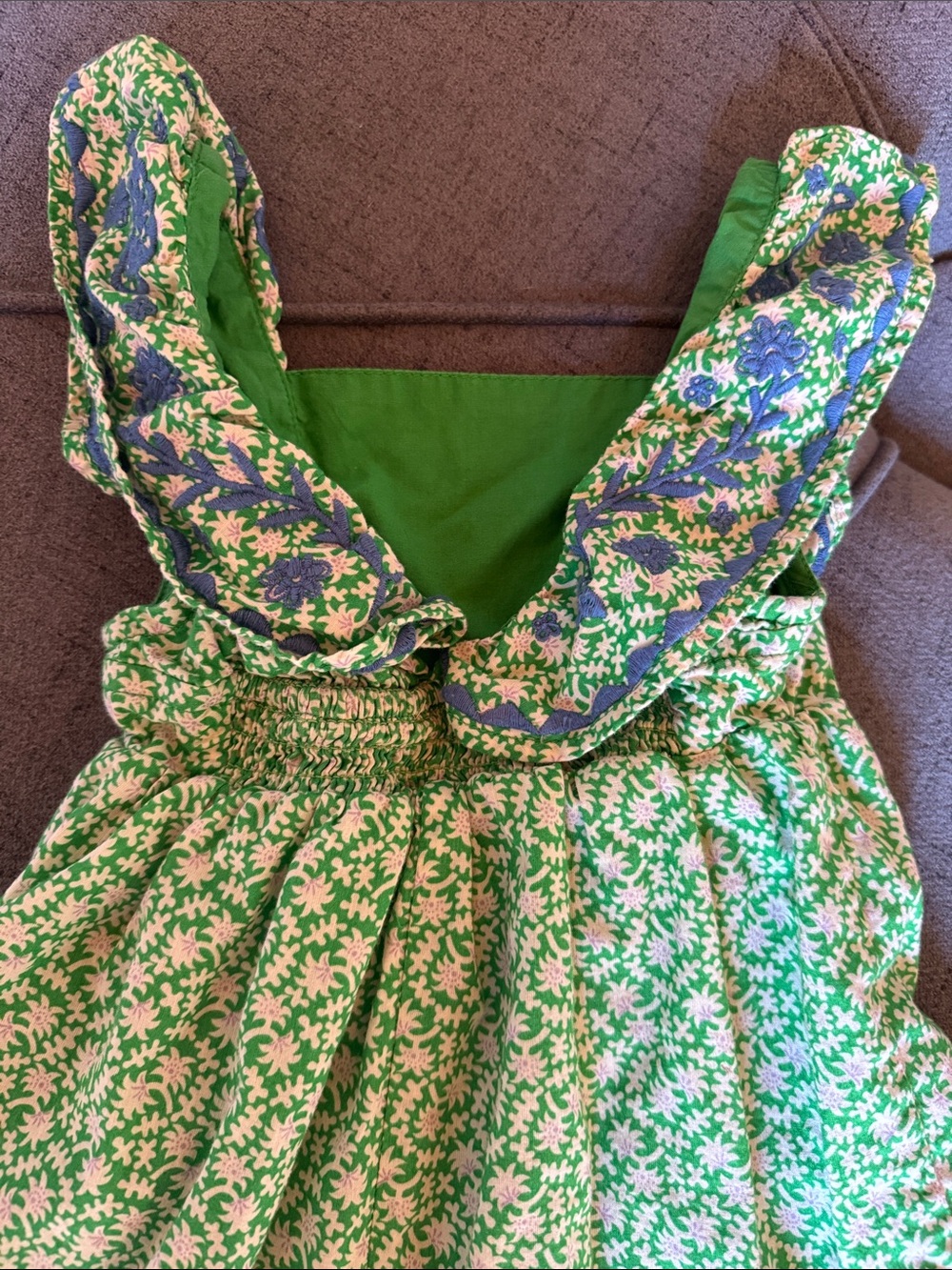 Mini Boden Green and Blue Floral Ruffle Dress - Picture 5 of 5